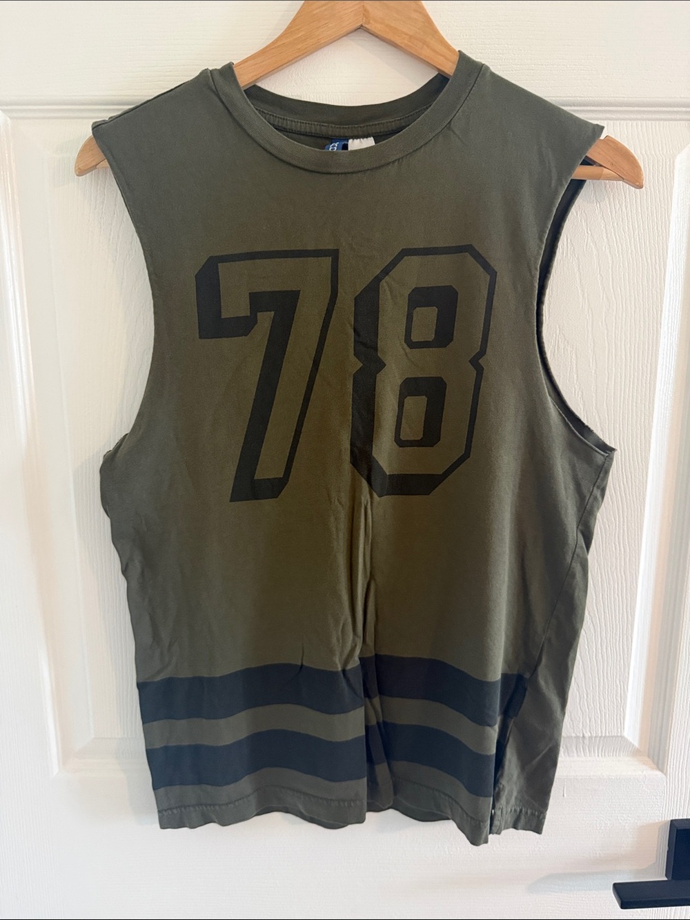H&M Olive Green Sleeveless Tank with Black Number 78